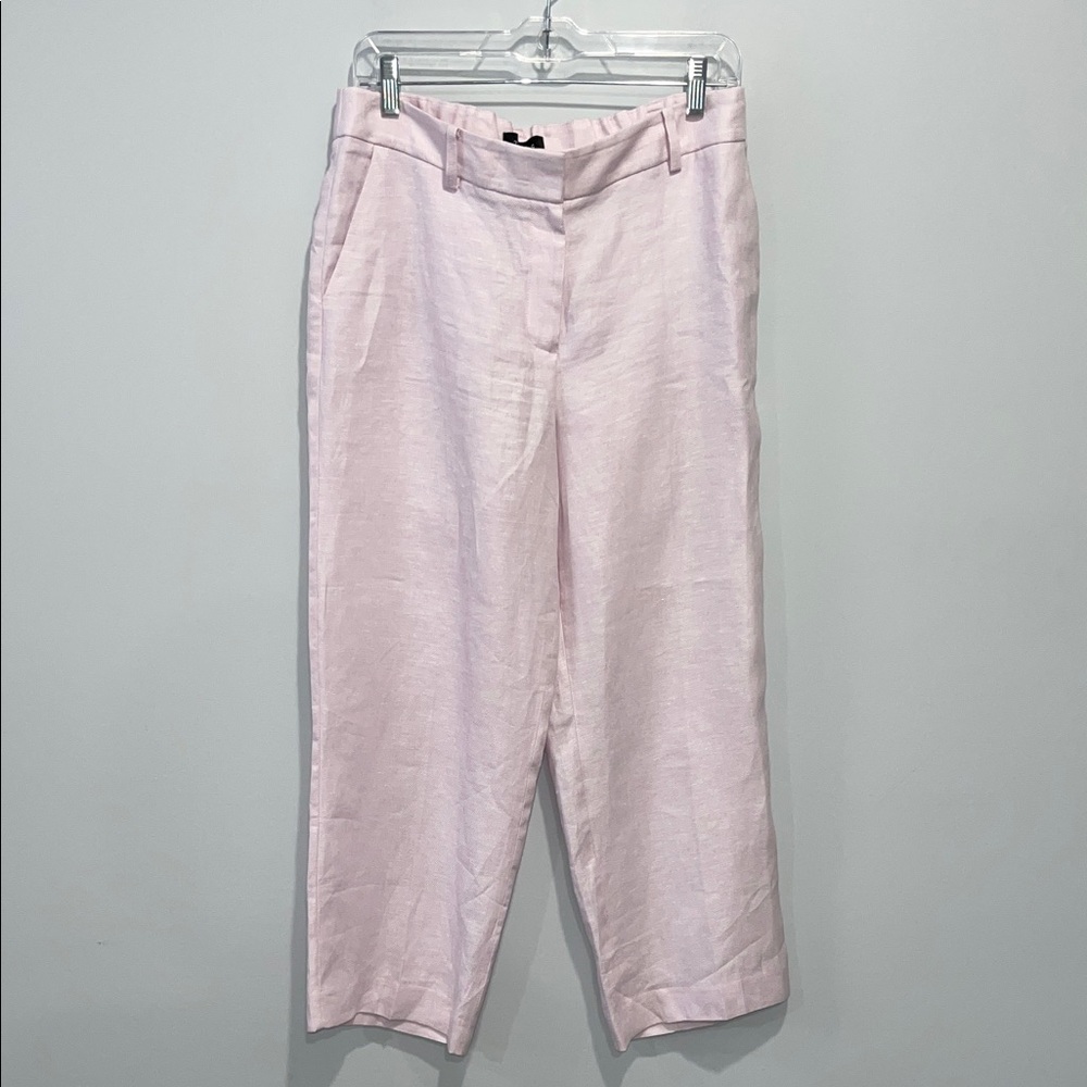 Talbots linen ankle pants wide leg women’s size 6 neutral soft lilac purple NEW